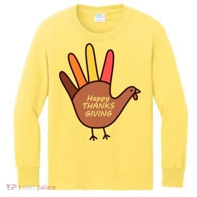 Happy Thanksgiving Hand Turkey Kids Long Sleeve Shirt