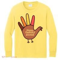 Happy Thanksgiving Hand Turkey Kids Long Sleeve Shirt thumb 0