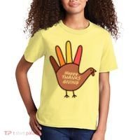 Happy Thanksgiving Hand Turkey Kids T-Shirt thumb 2