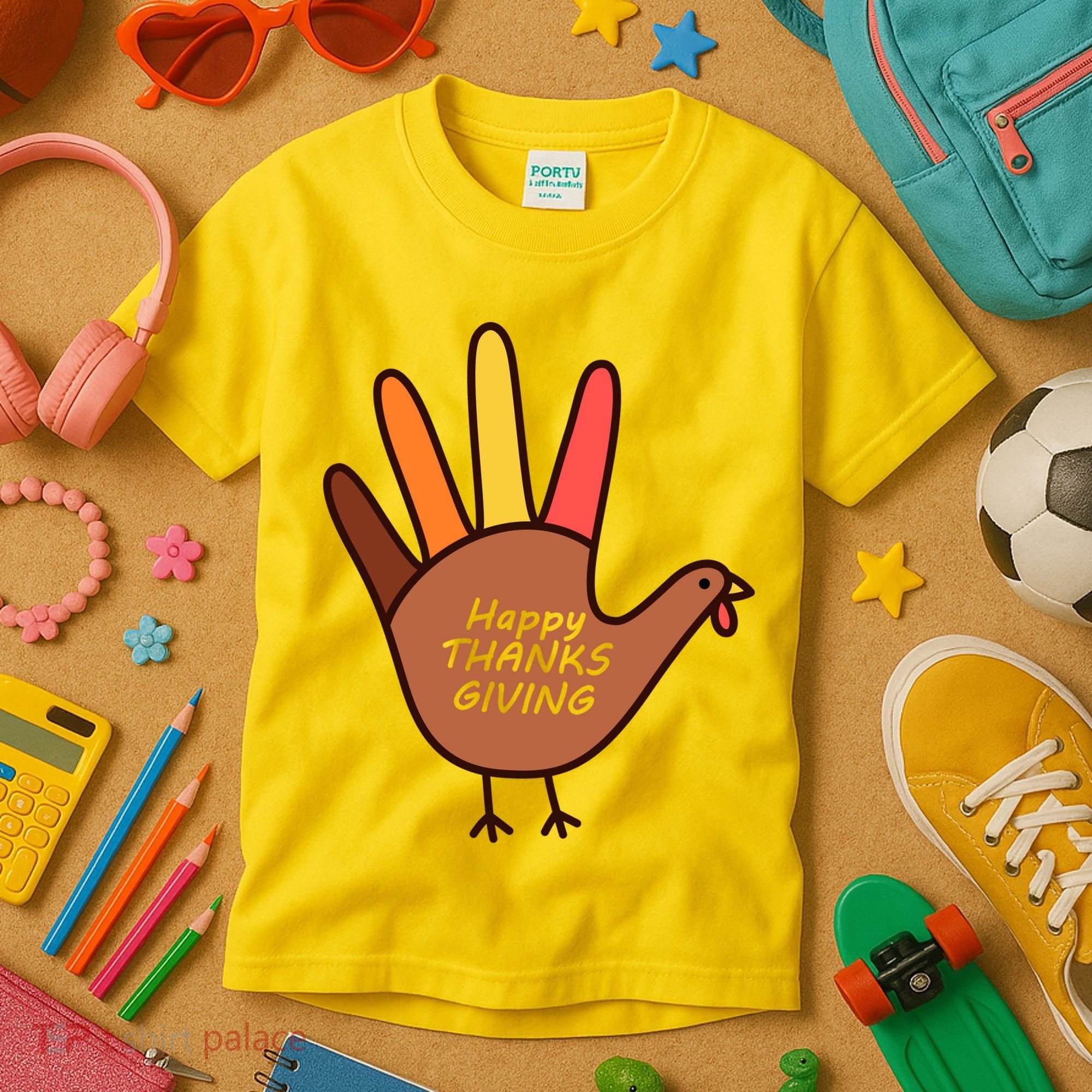 Happy Thanksgiving Hand Turkey Kids T-Shirt