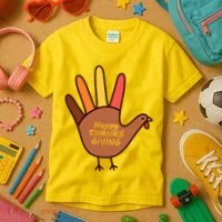 Happy Thanksgiving Hand Turkey Kids T-Shirt thumb 3