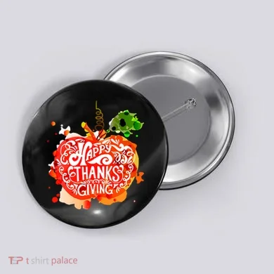 Happy Thanksgiving Pumpkin Splatter Button