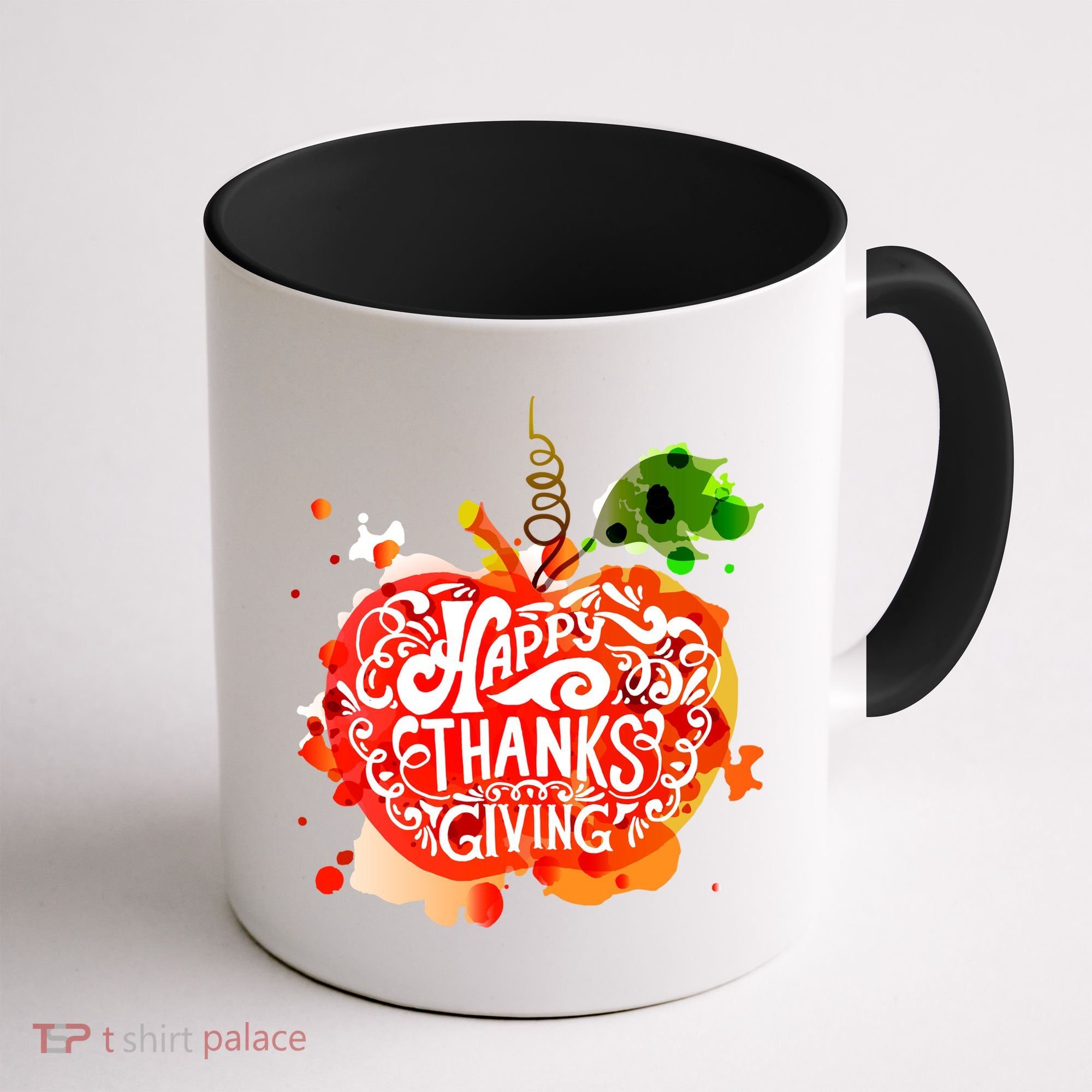 Happy Thanksgiving Pumpkin Splatter Coffee Mug