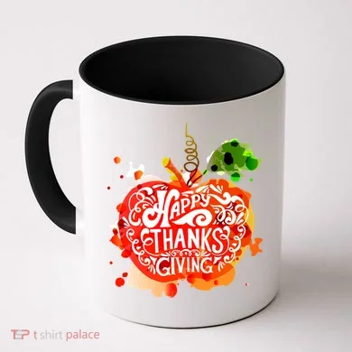 Happy Thanksgiving Pumpkin Splatter Coffee Mug