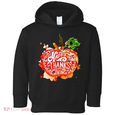 Happy Thanksgiving Pumpkin Splatter Toddler Hoodie