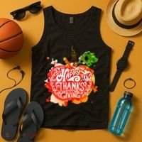 Happy Thanksgiving Pumpkin Splatter Tank Top thumb 4