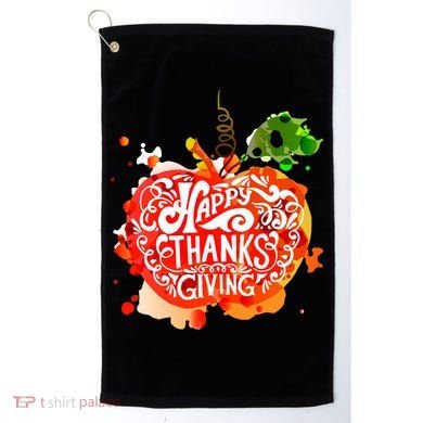 Happy Thanksgiving Pumpkin Splatter Golf Towel