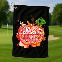 Happy Thanksgiving Pumpkin Splatter Golf Towel thumb 1