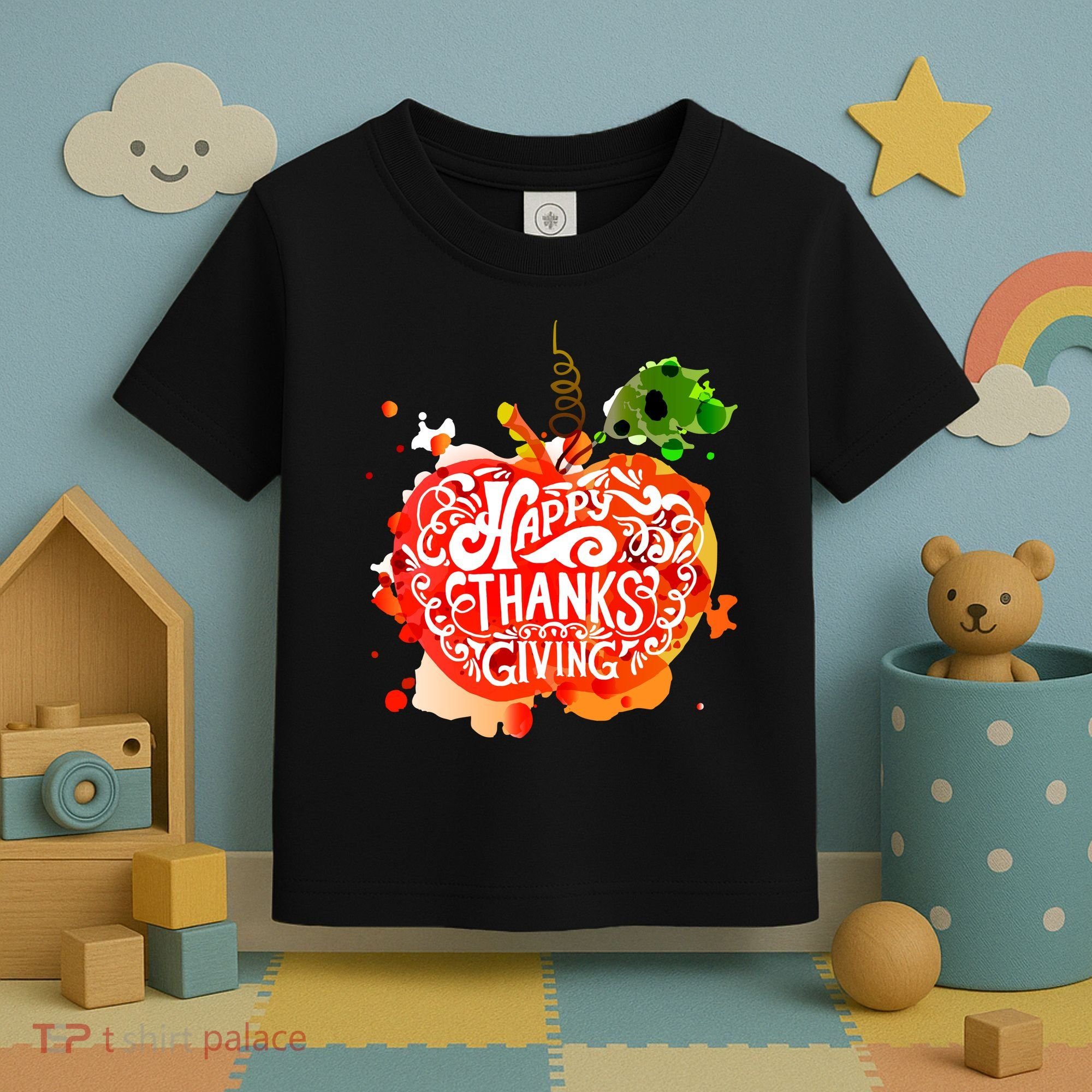 Happy Thanksgiving Pumpkin Splatter Toddler T-Shirt