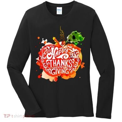 Happy Thanksgiving Pumpkin Splatter Women's Long Sleeve Shirt