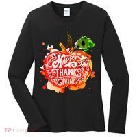 Happy Thanksgiving Pumpkin Splatter Women's Long Sleeve Shirt thumb 0