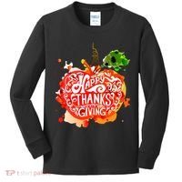 Happy Thanksgiving Pumpkin Splatter Kids Long Sleeve Shirt thumb 0