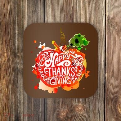Happy Thanksgiving Pumpkin Splatter Coaster