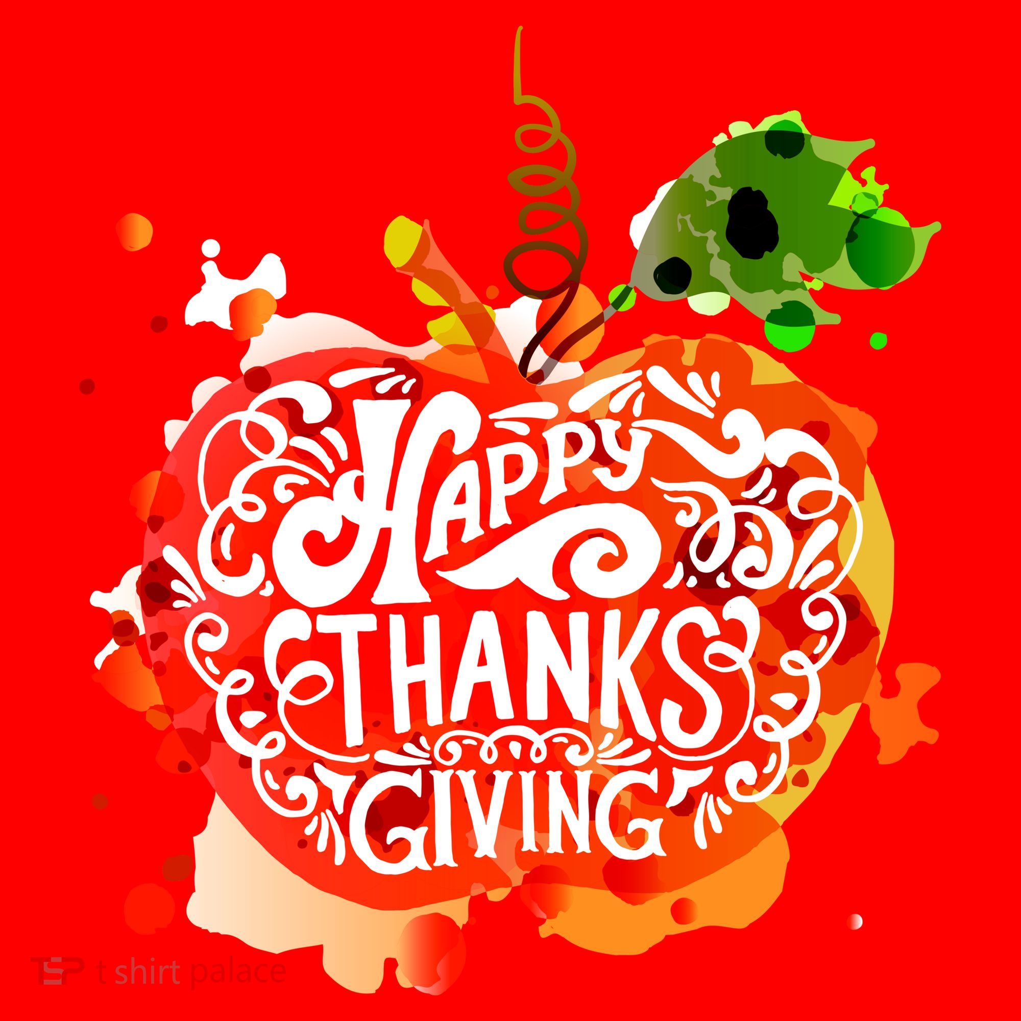 Happy Thanksgiving Pumpkin Splatter Santa Hat