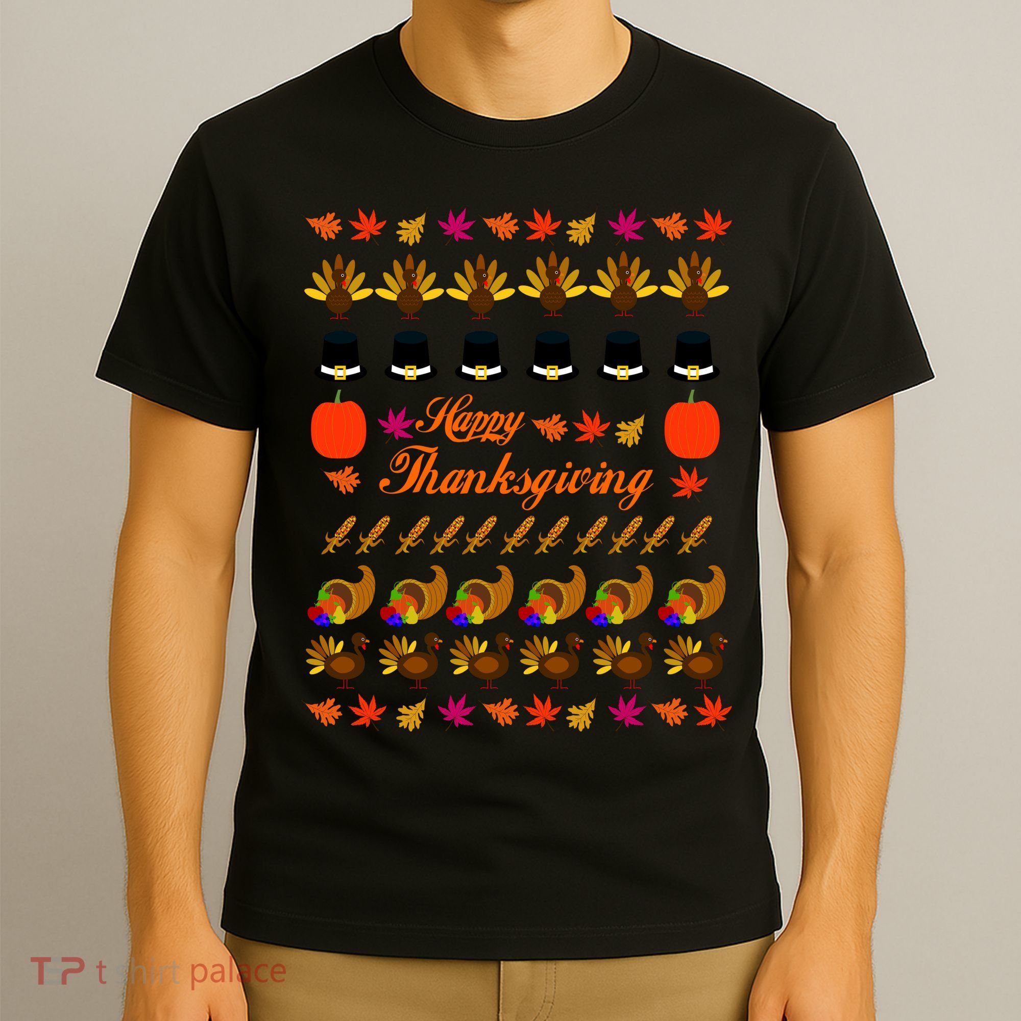 Happy Thanksgiving Turkey Ugly Sweater T-Shirt