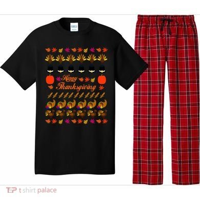 Happy Thanksgiving Turkey Ugly Sweater Pajama Set