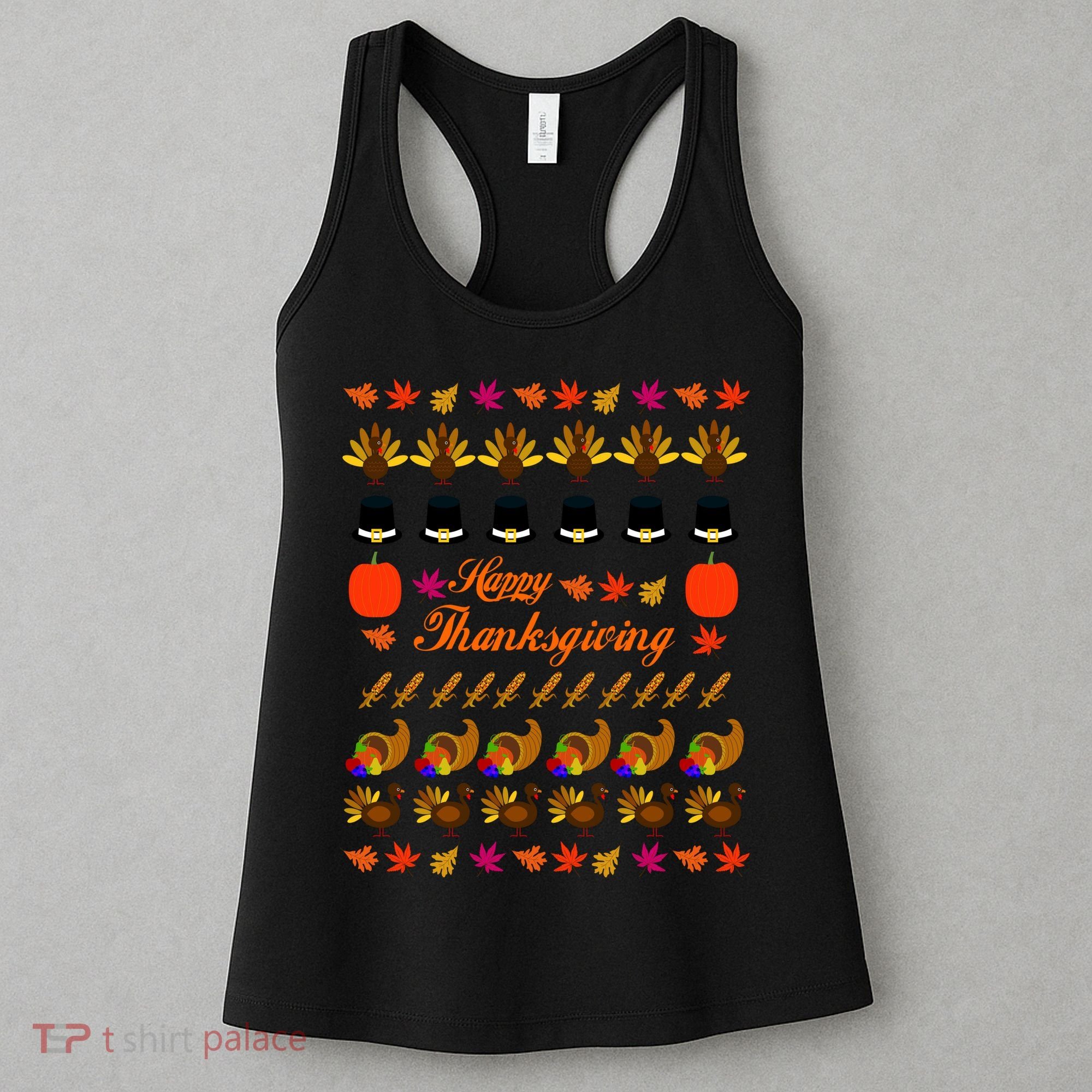 Happy Thanksgiving Turkey Ugly Sweater Women's Tank Top