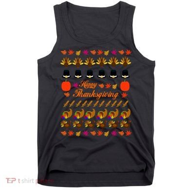 Happy Thanksgiving Turkey Ugly Sweater Tank Top