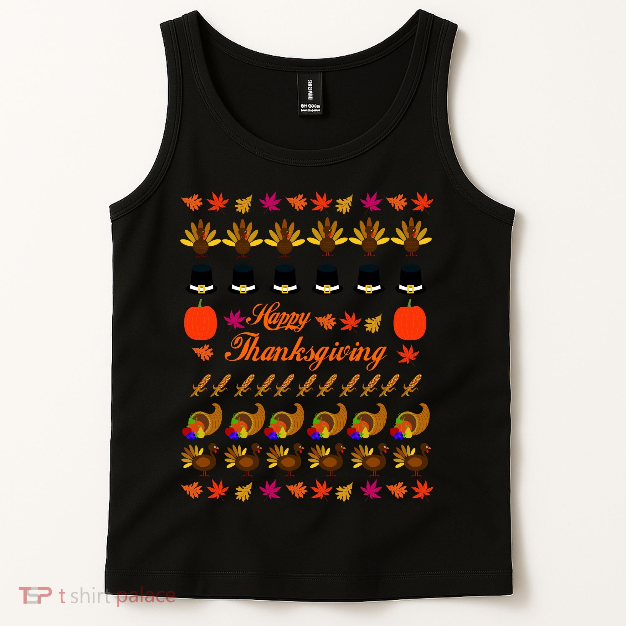 Happy Thanksgiving Turkey Ugly Sweater Tank Top