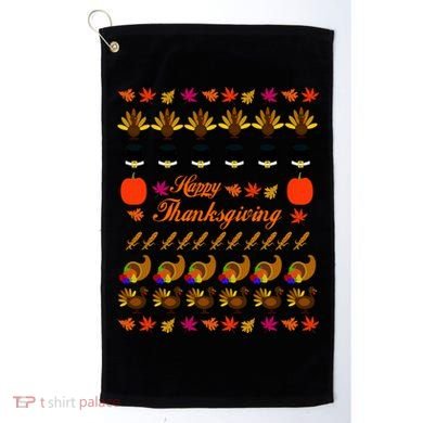 Happy Thanksgiving Turkey Ugly Sweater Golf Towel