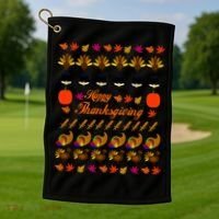 Happy Thanksgiving Turkey Ugly Sweater Golf Towel thumb 1