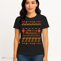 Happy Thanksgiving Turkey Ugly Sweater Women's T-Shirt thumb 4