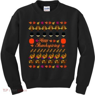 Happy Thanksgiving Turkey Ugly Sweater Kids Sweatshirt