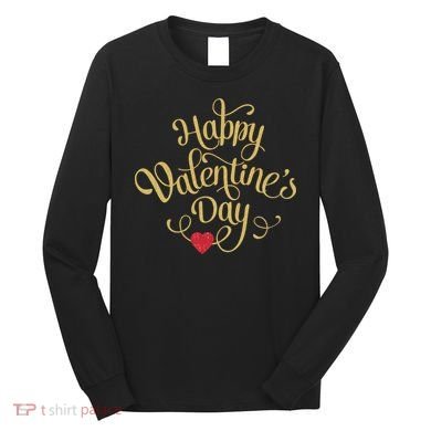 Happy Valentine's Day Love Heart Design Long Sleeve Shirt