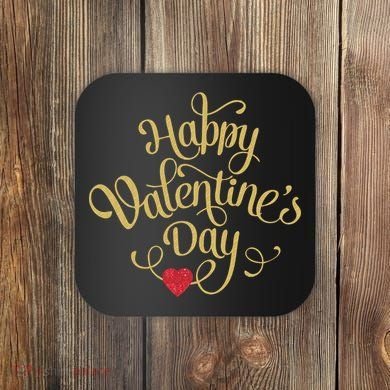 Happy Valentine's Day Love Heart Design Coaster