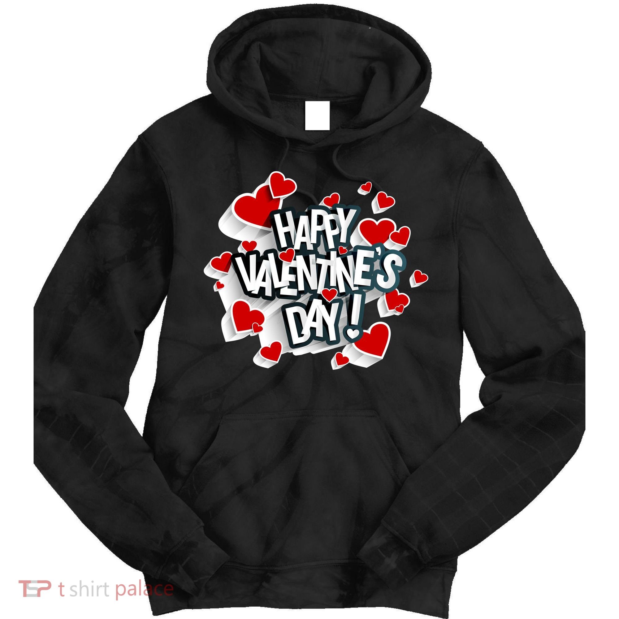 Happy Valentine's Day Love Hearts Logo Tie Dye Hoodie