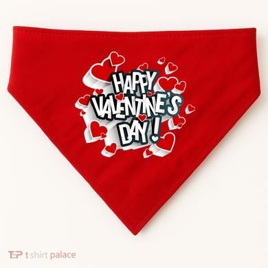 Happy Valentine's Day Love Hearts Logo USA-Made Doggie Bandana