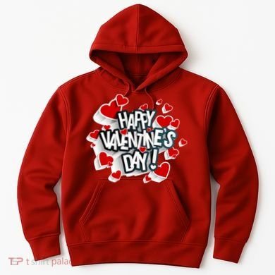 Happy Valentine's Day Love Hearts Logo Hoodie
