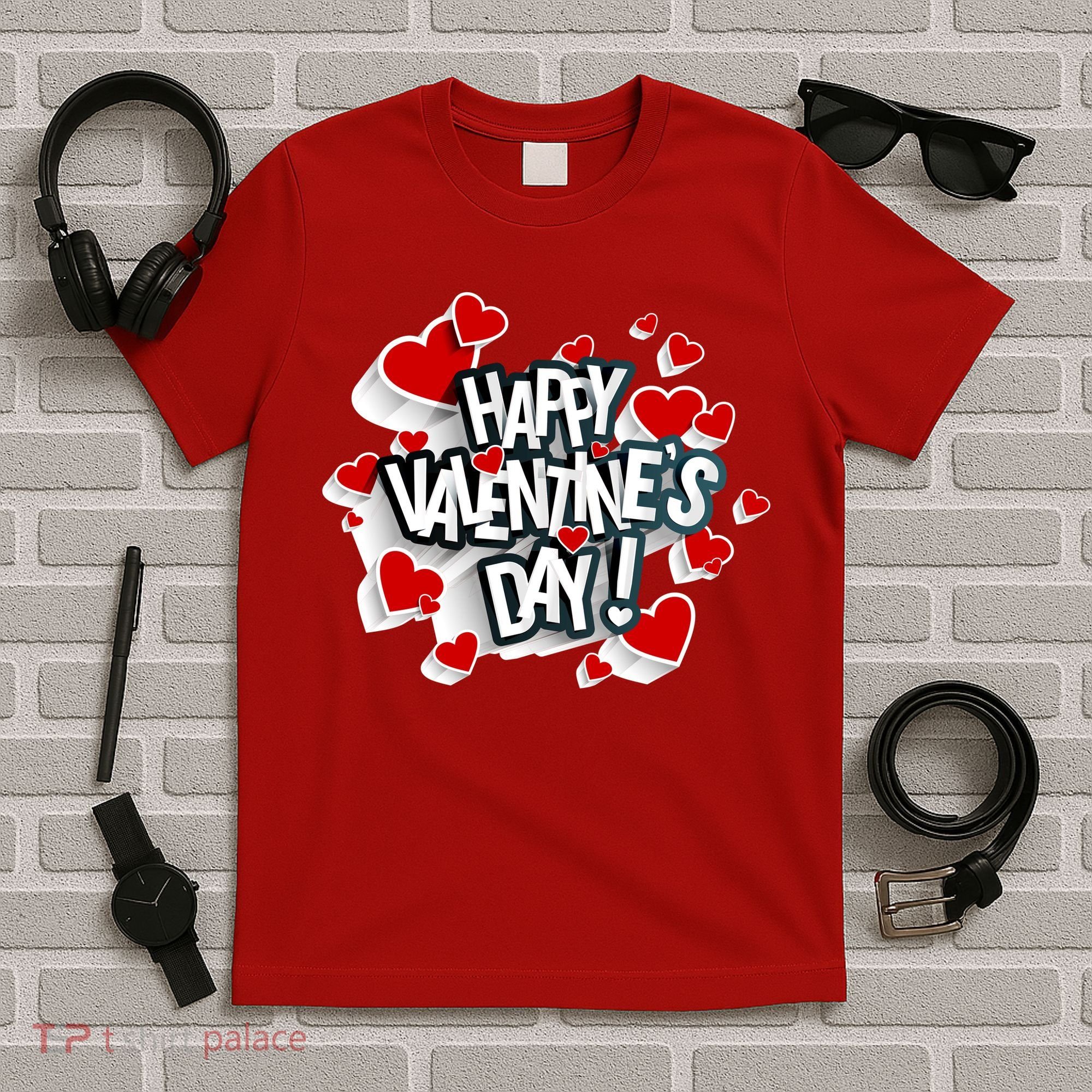 Happy Valentine's Day Love Hearts Logo T-Shirt