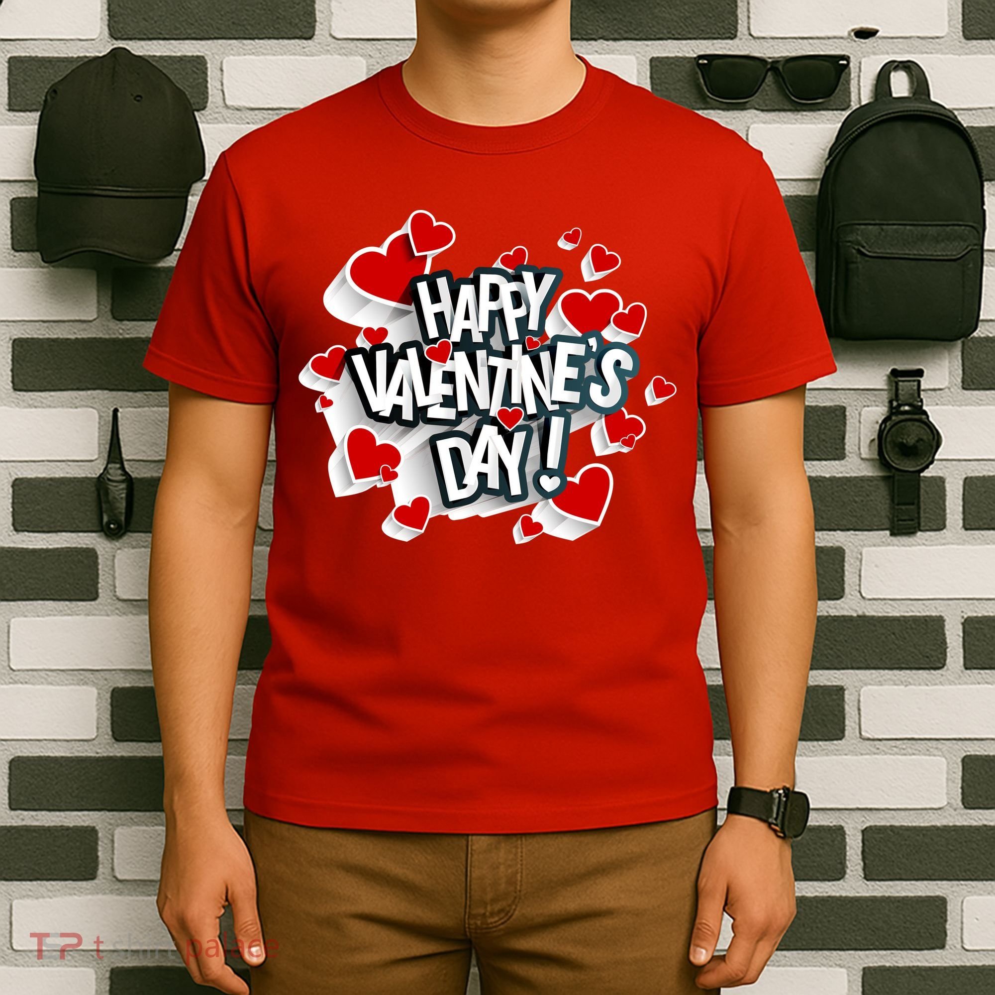 Happy Valentine's Day Love Hearts Logo T-Shirt