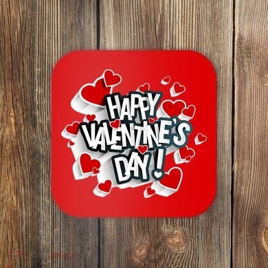 Happy Valentine's Day Love Hearts Logo Coaster