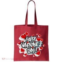 Happy Valentine's Day Love Hearts Logo Tote Bag thumb 0