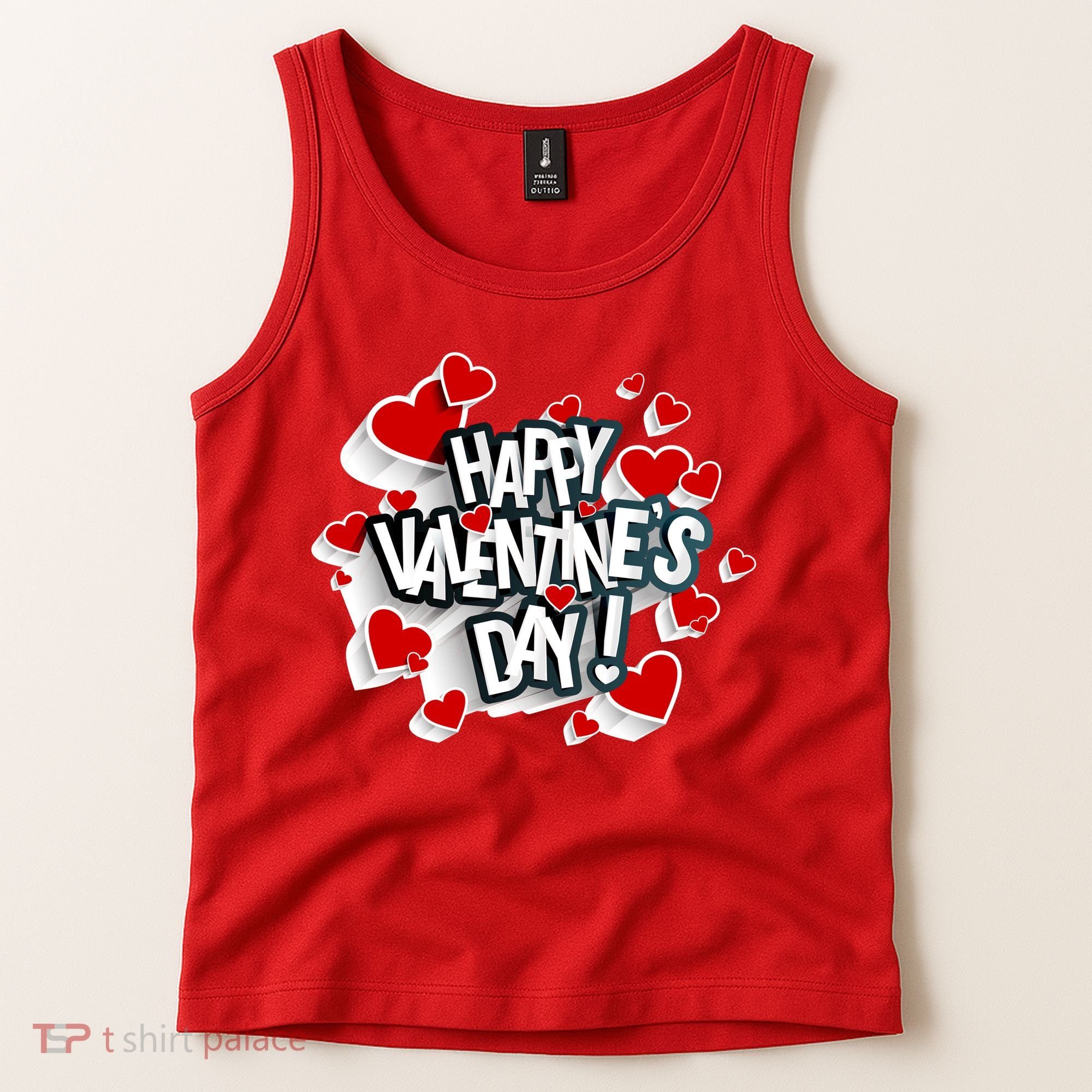 Happy Valentine's Day Love Hearts Logo Tank Top
