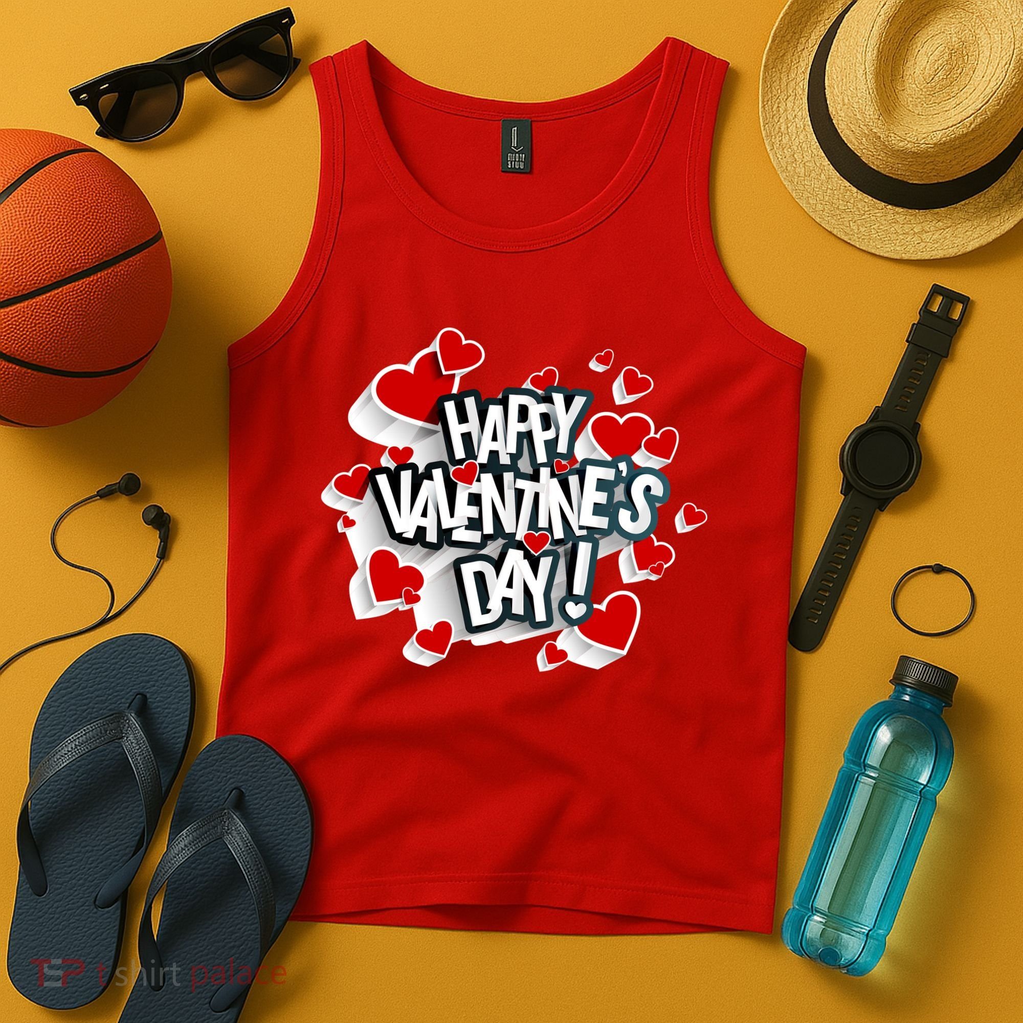 Happy Valentine's Day Love Hearts Logo Tank Top