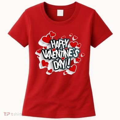 Happy Valentine's Day Love Hearts Logo Women's T-Shirt