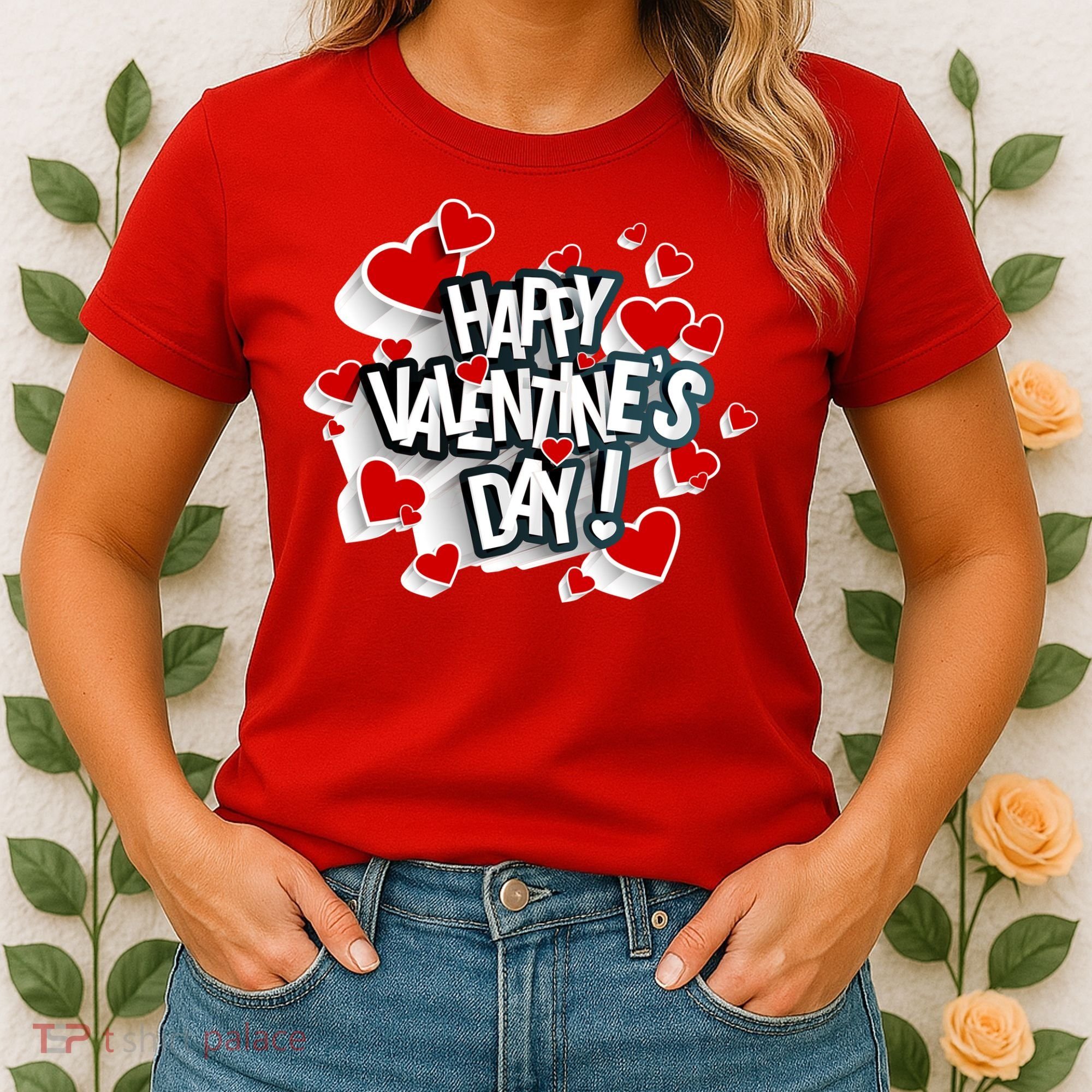 Happy Valentine's Day Love Hearts Logo Women's T-Shirt