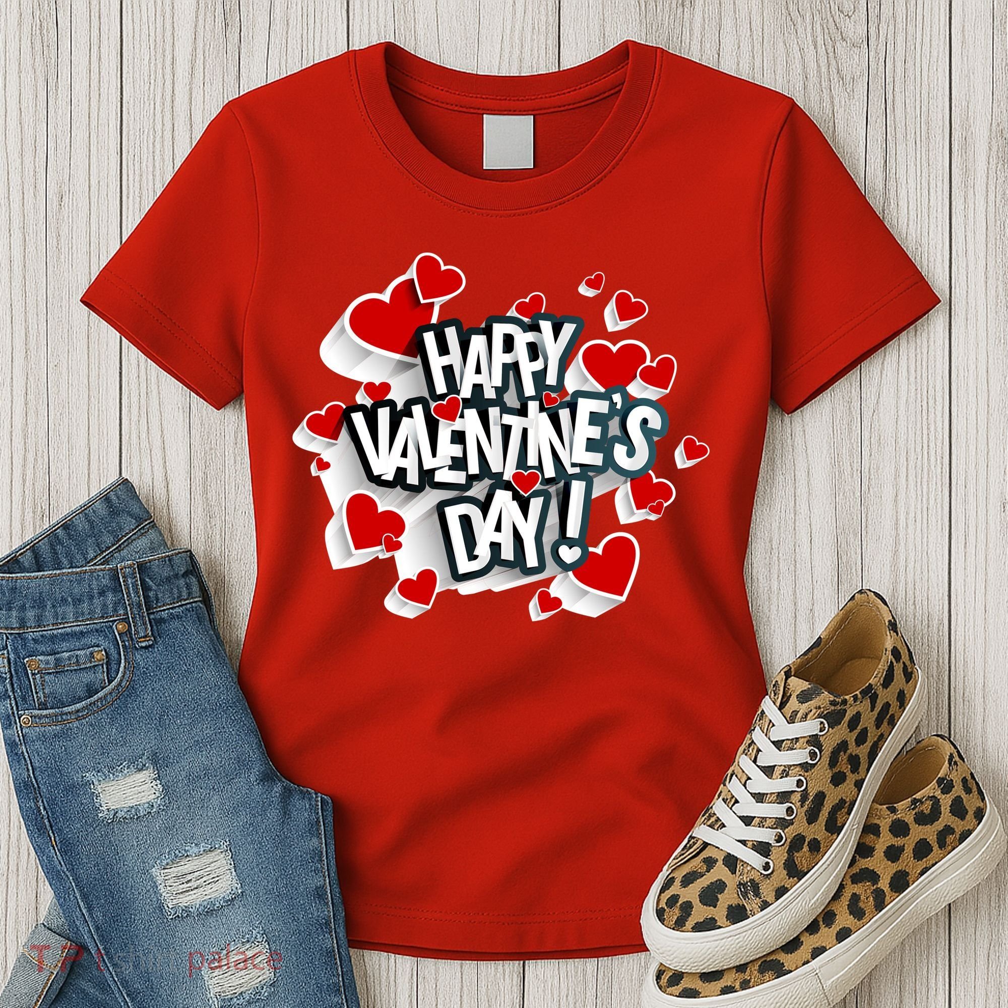 Happy Valentine's Day Love Hearts Logo Women's T-Shirt