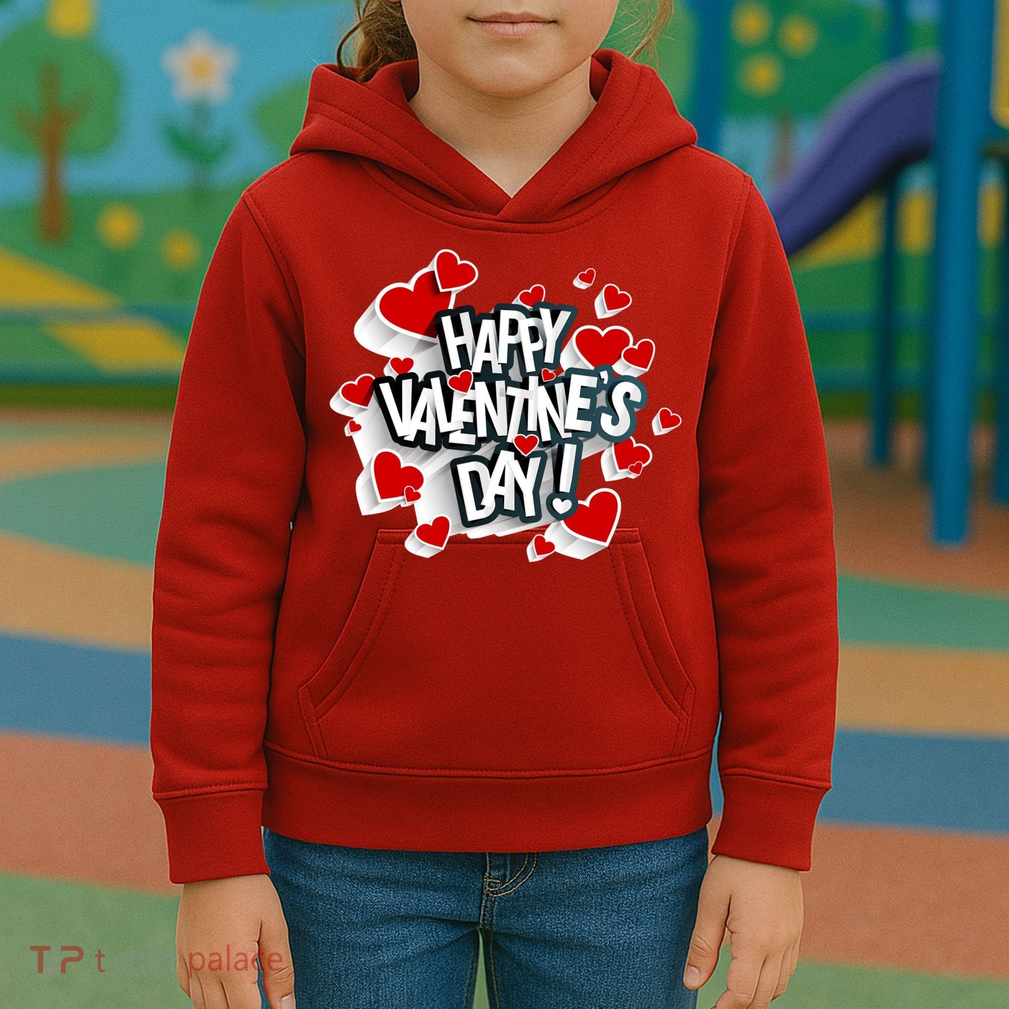 Happy Valentine's Day Love Hearts Logo Kids Hoodie