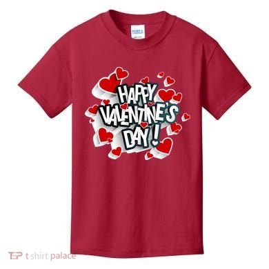 Happy Valentine's Day Love Hearts Logo Kids T-Shirt