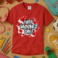 Happy Valentine's Day Love Hearts Logo Kids T-Shirt thumb 3