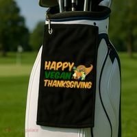 Happy Vegan Thanksgiving  Golf Towel thumb 2