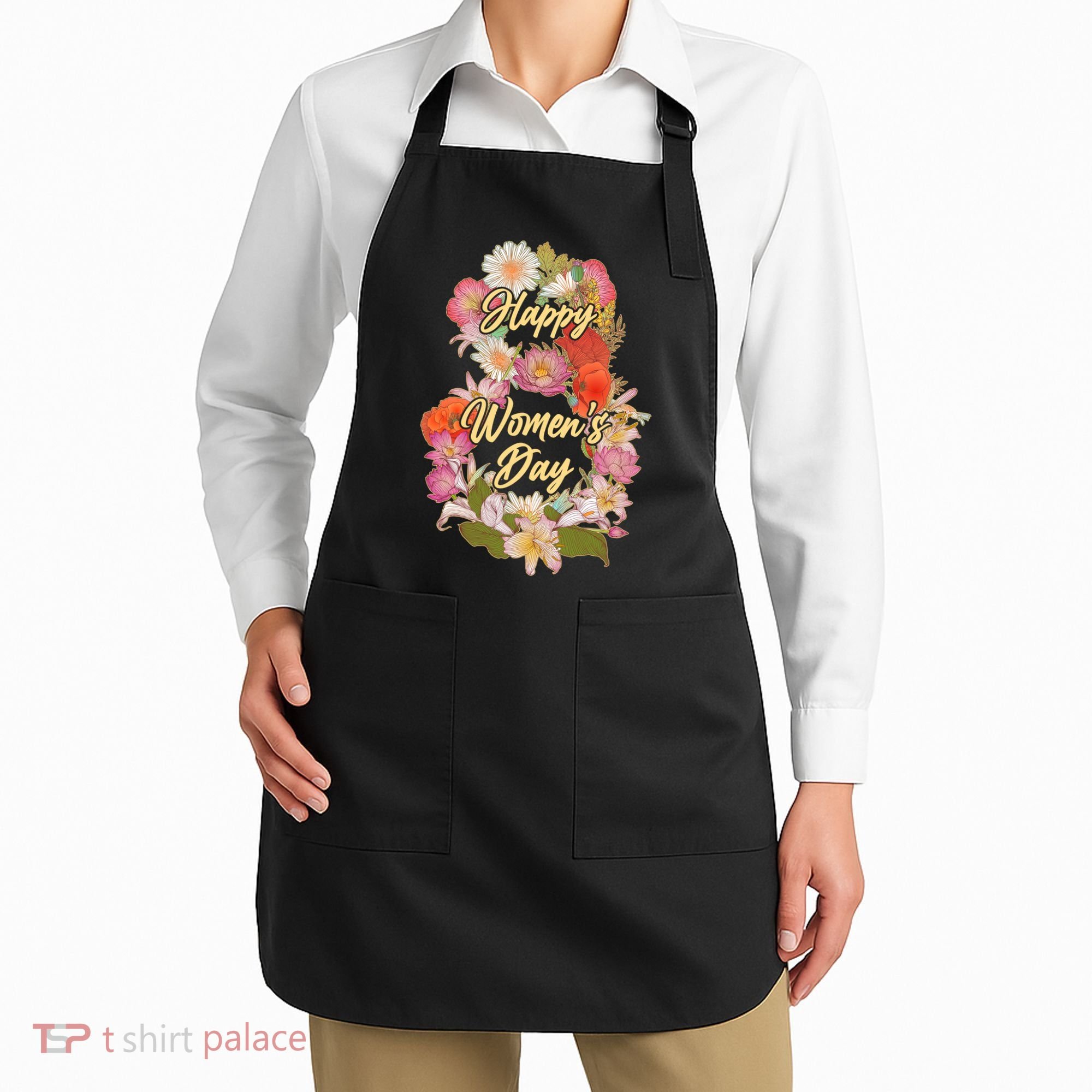 Happy Women's Day March 8 Flowers Apron