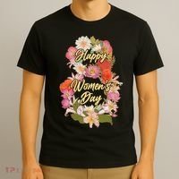 Happy Women's Day March 8 Flowers T-Shirt thumb 3