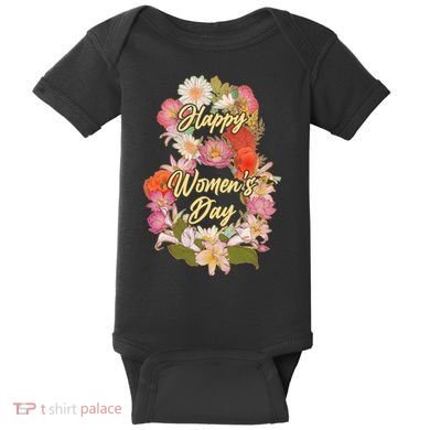 Happy Women's Day March 8 Flowers Baby Bodysuit