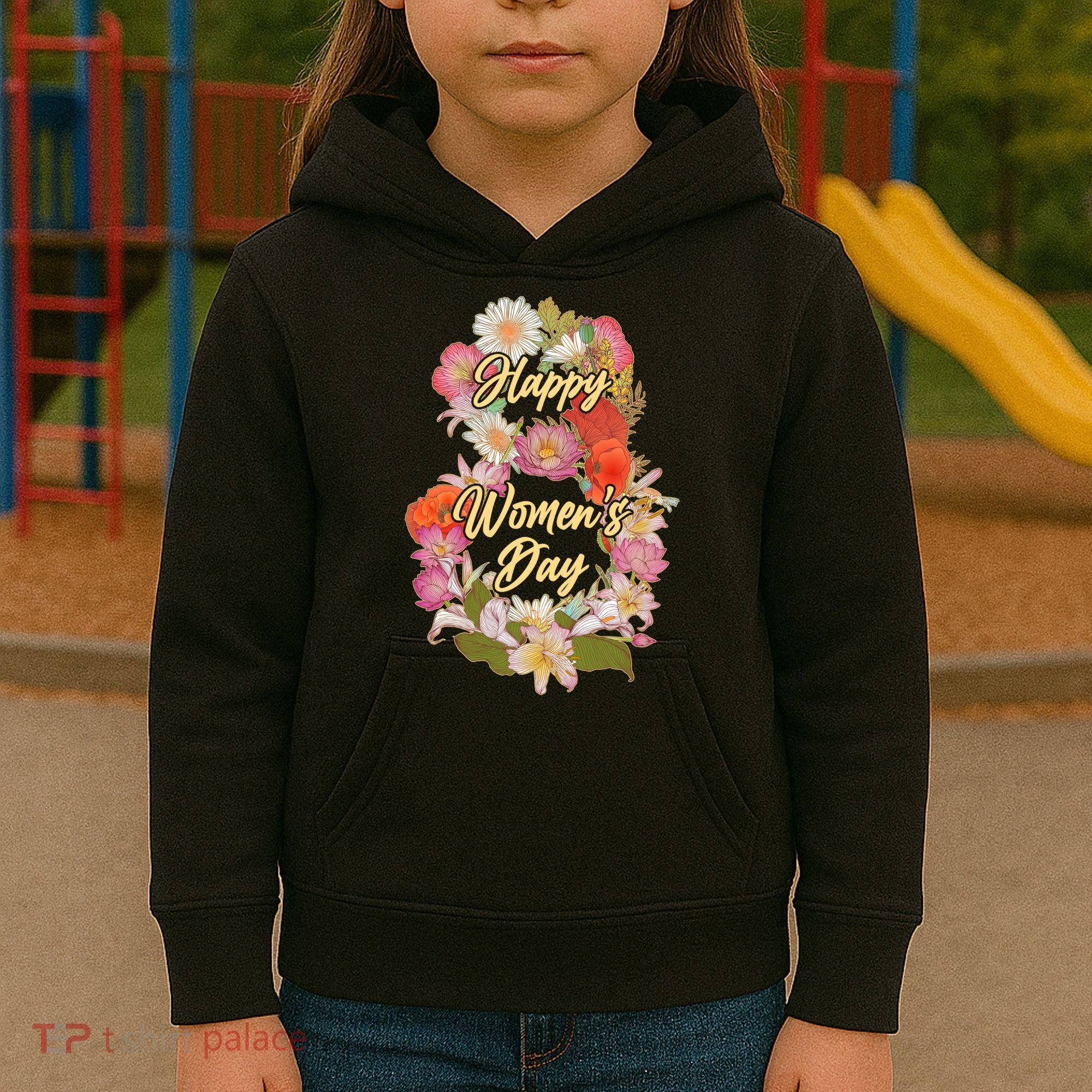Happy Women's Day March 8 Flowers Kids Hoodie