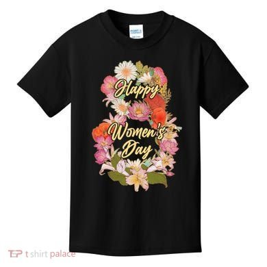 Happy Women's Day March 8 Flowers Kids T-Shirt